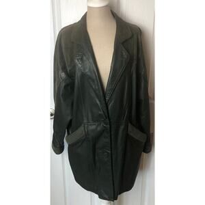 Pelle Vintage Dark Green Patch Leather Jacket Women's Size S